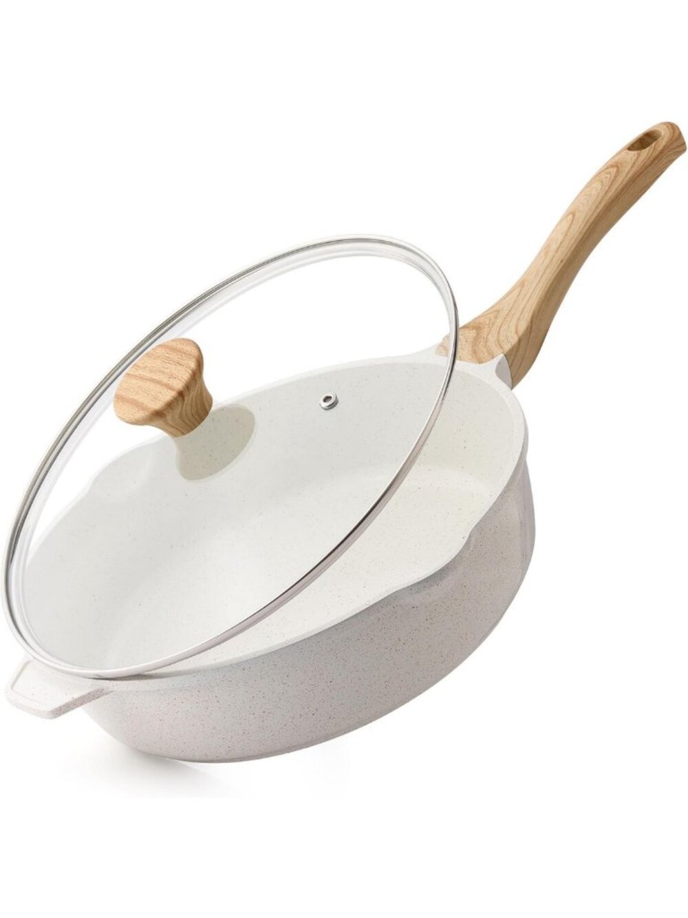 Nonstick Ceramic Frying Pan with Lid, Deep Skillet, Induction Compatible